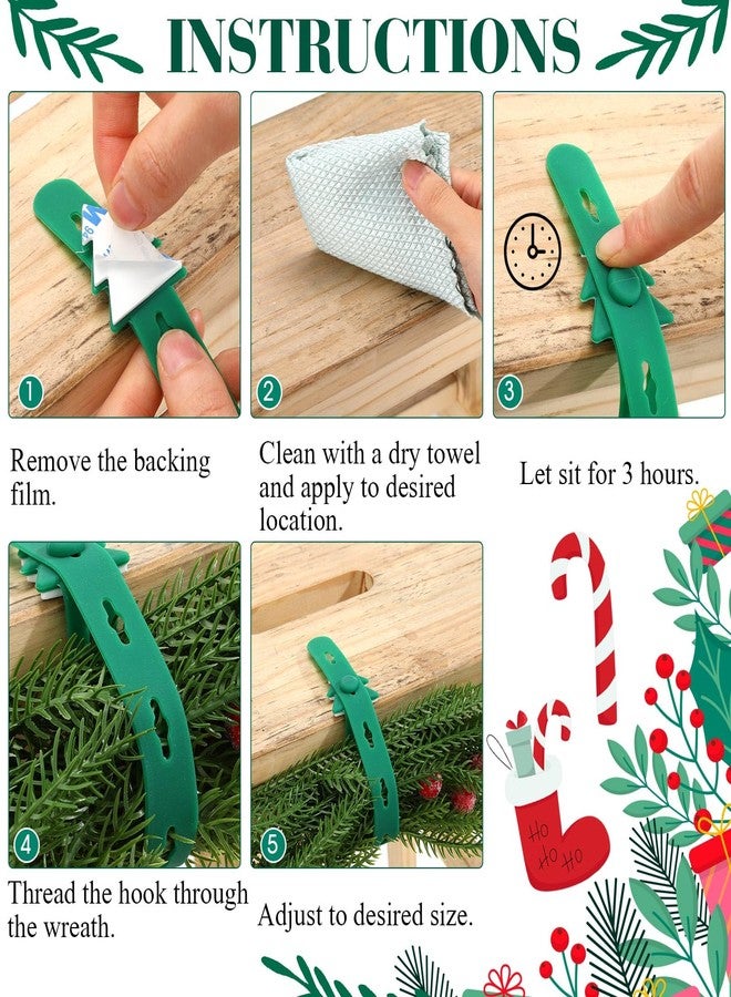Memorywuu 24 Pcs Christmas Garland Hangers for Mantle Garland Hooks Reusable Silicone Christmas Wreath Ties Stocking Holder Adhesive Straps for Fireplace Stairways Xmas Decor Holiday Craft (Dark Green) - Image 3